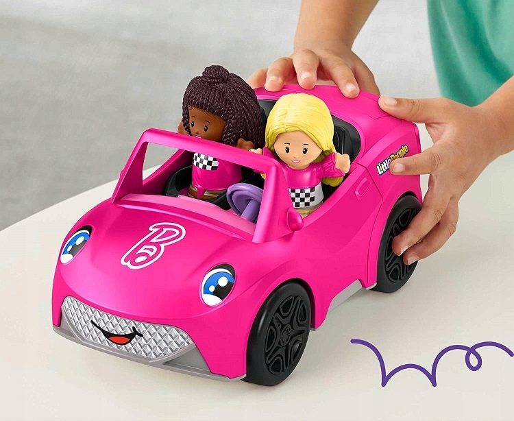 FISHER LITTLE PEOPLE SAMOCHÓD BARBIE + 2 figurki HJN53 Wysokość produktu 17.7 cm