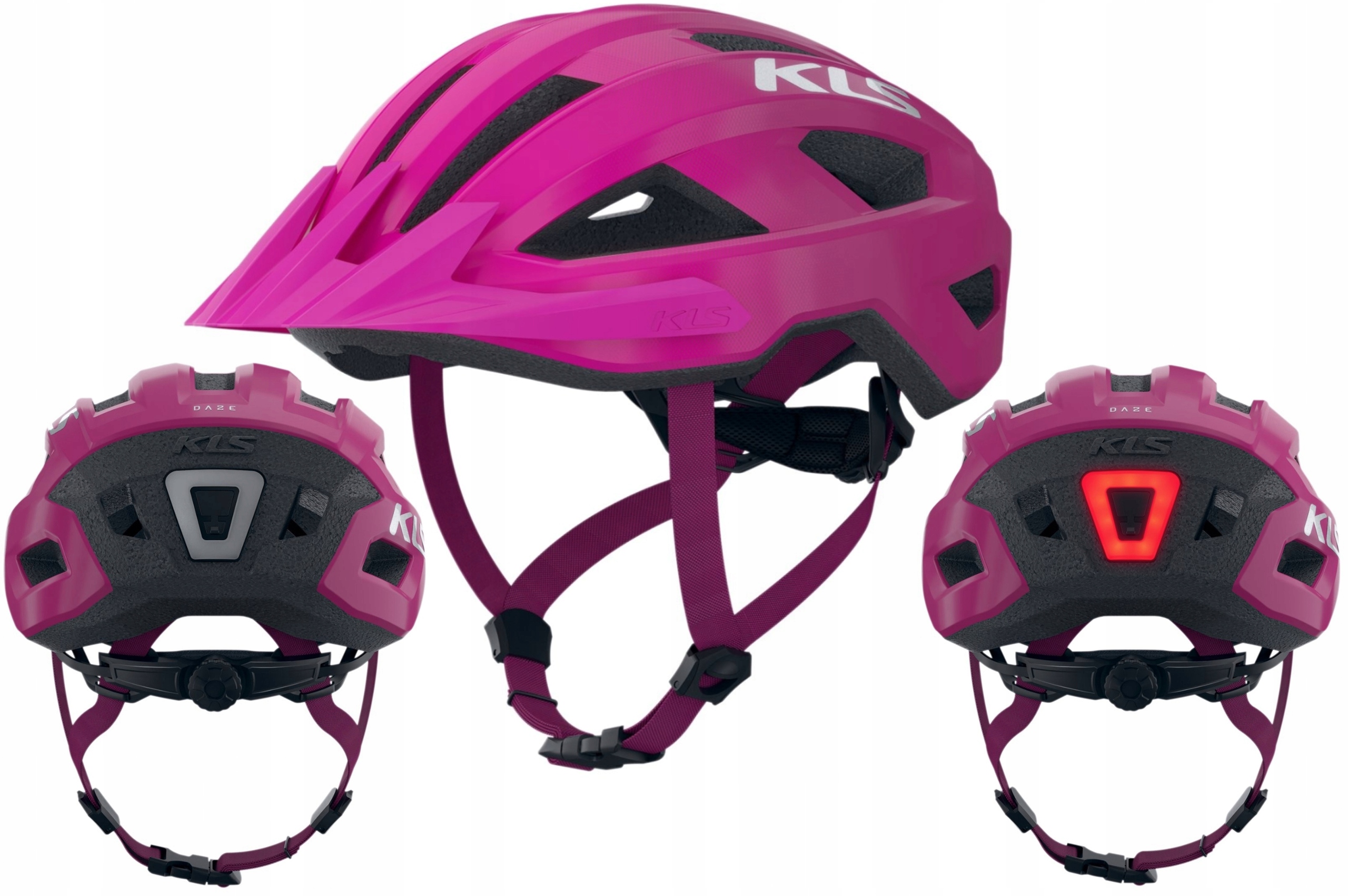 Kask Rowerowy Kellys Daze Lumio z Tylną Lampką Led Różowy S/m 52–55 cm
