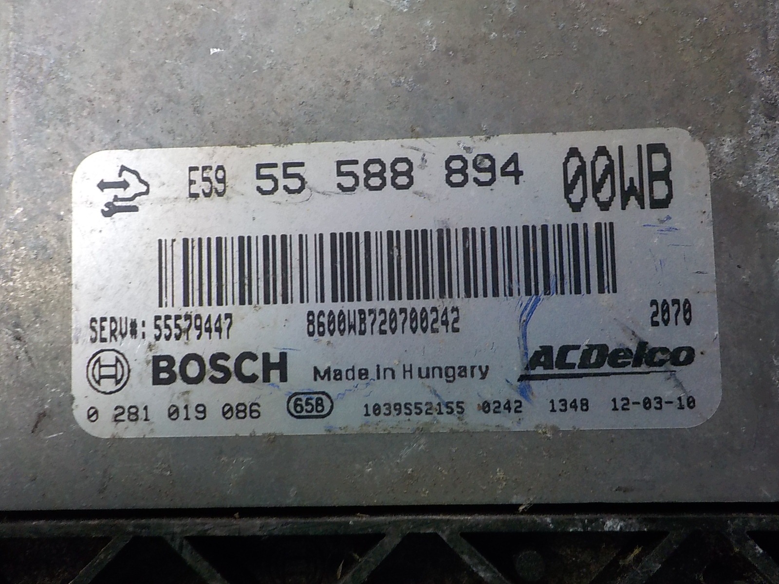 OPEL ordinateur unité de commande électronique uce 55588894 0281019086 00WB