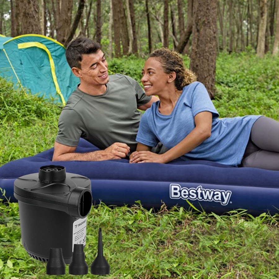 MATERAC DMUCHANY WELUROWY DWUOSOBOWY BESTWAY 191x137 cm +POMPKA ELEKTRYCZNA Model 67002