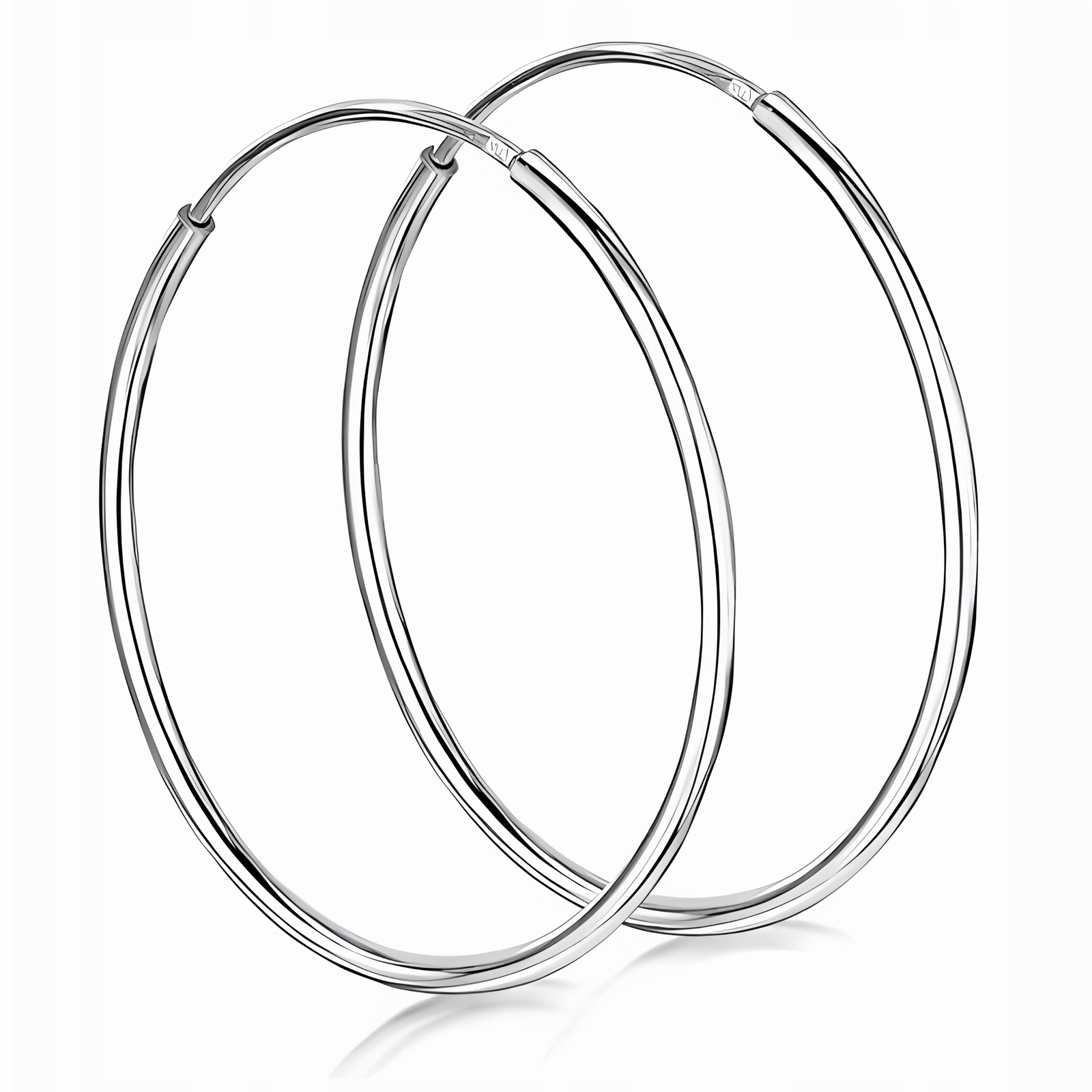 Klasyczne Srebrne Kolczyki Grube Duże Koła 4CM 2MM