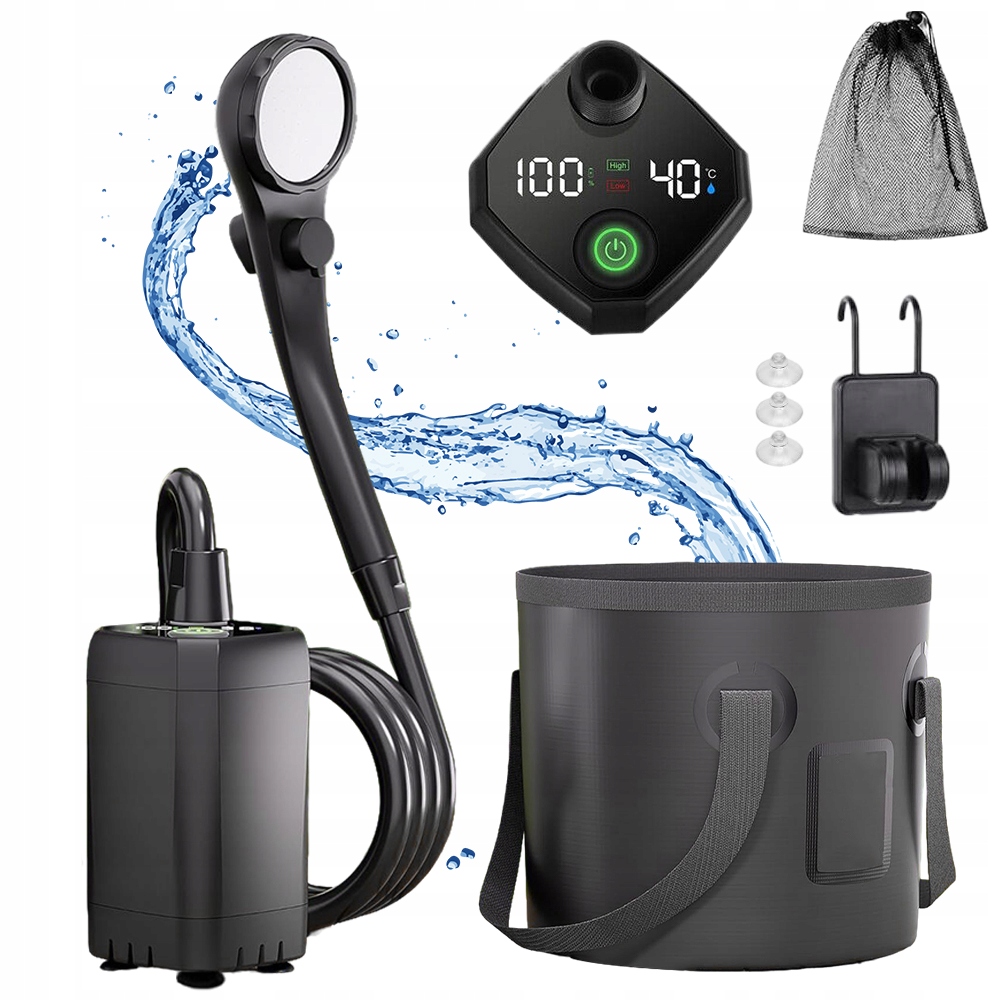 Přenosná Bezdrátová Turistická Kempingová Sprcha, Hadice 2 M, 20 L