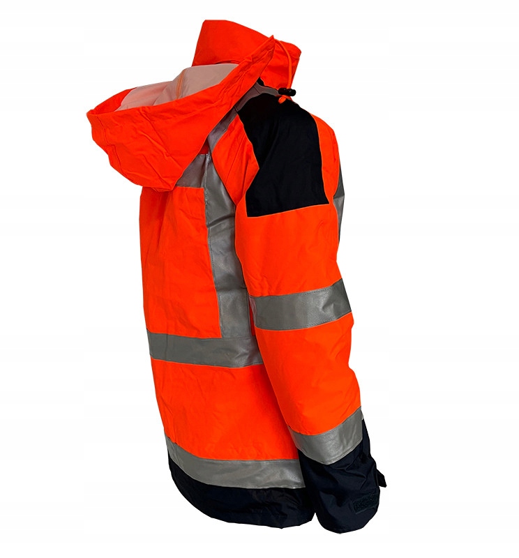 Kurtka Ocieplana Zimowa Wodoodporna Ostrzegawcza Odblaskowa Drogowa Kaptur Rozmiar XL