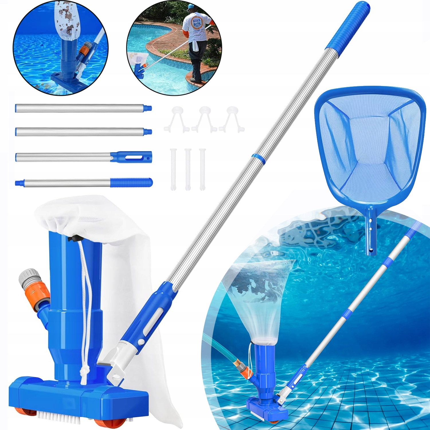 ZESTAW DO ODKURZACZA BASENOWEGO, PRZENOŚNY ODKURZACZ DO BASENU Z DYSZĄ
