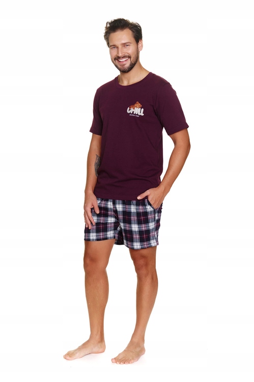 Doctor Nap Pánské pyžamo Pmb 7201 burgundy s krátkým rukávem velikost M
