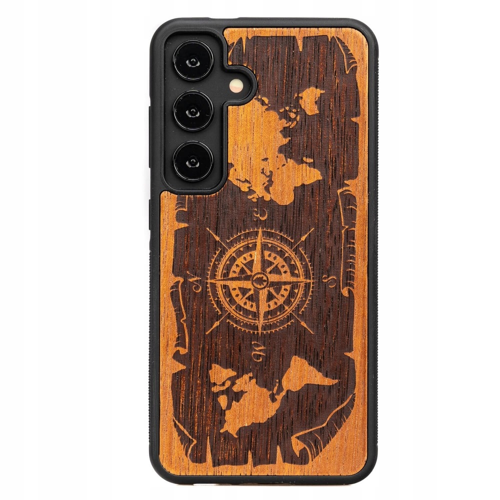 Dřevěné Pouzdro Bewood pro Samsung Galaxy S24 Růže Větrů Merbau