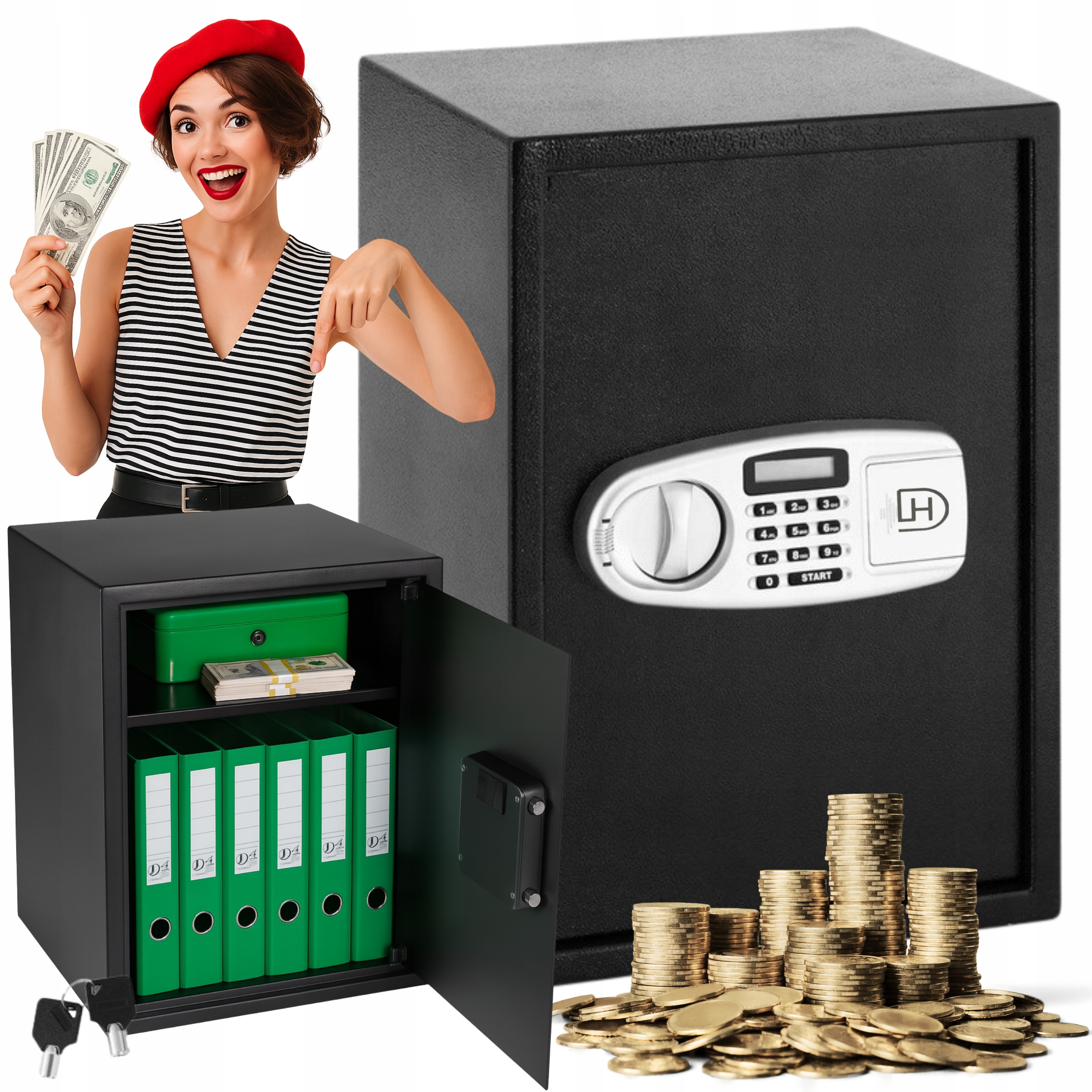 Duży Sejf Domowy Z Zamkiem Elektronicznym Kasa Pancerna Na Kod Pin Szyfr