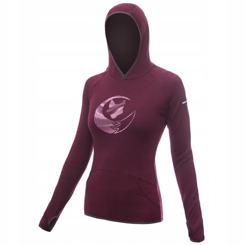 Sensor Mikina Merino Upper Fox dámské klokanka s kapucí portská červená XL