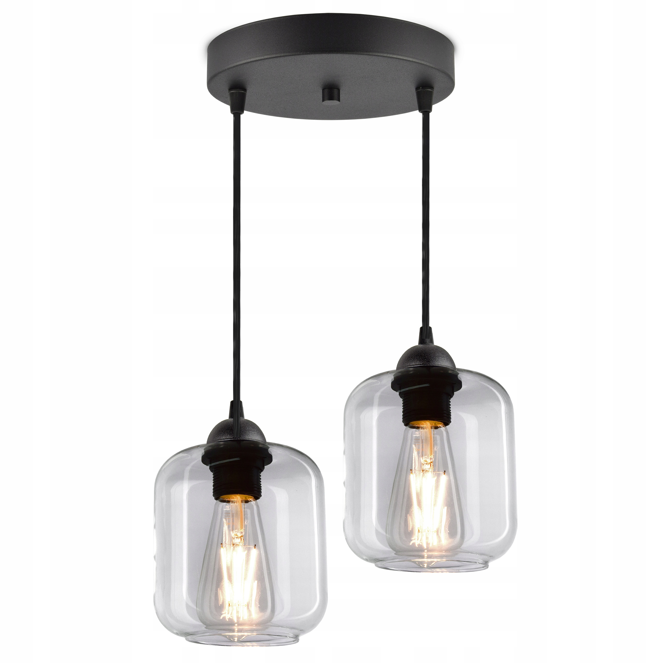 

Lampa Wisząca Żyrandol Plafon 2 Klosze Transparent