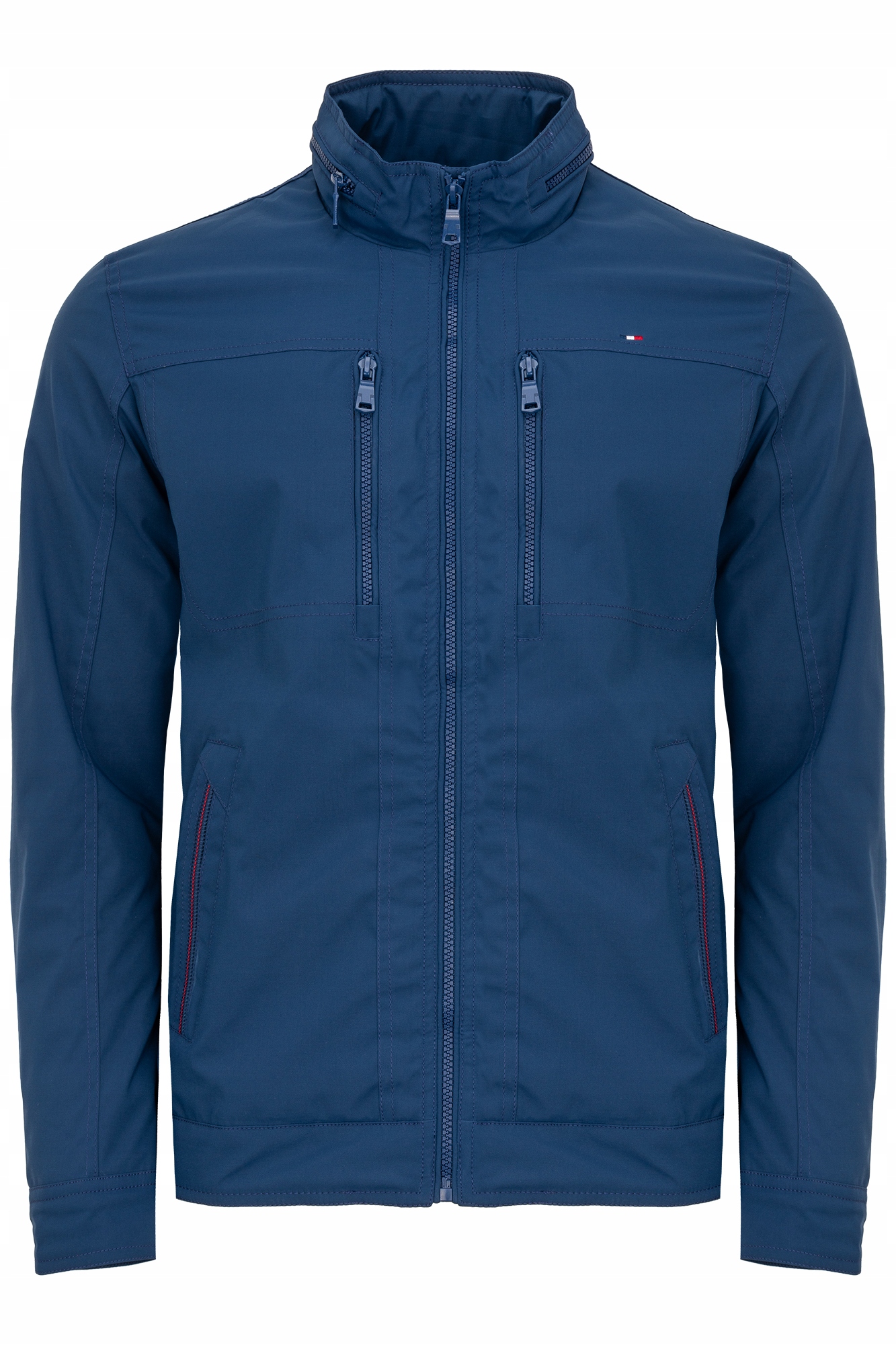 Pánská Modrá Přechodová Bunda S Kapsami, Klasická Casual: M