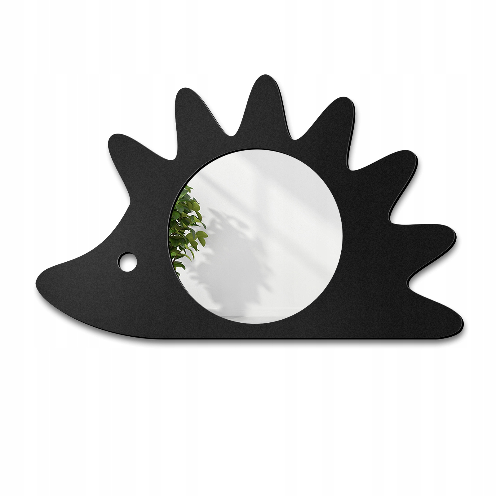 Zrcadlo Ježek do dětského pokoje v černém rámu mdf 90x56