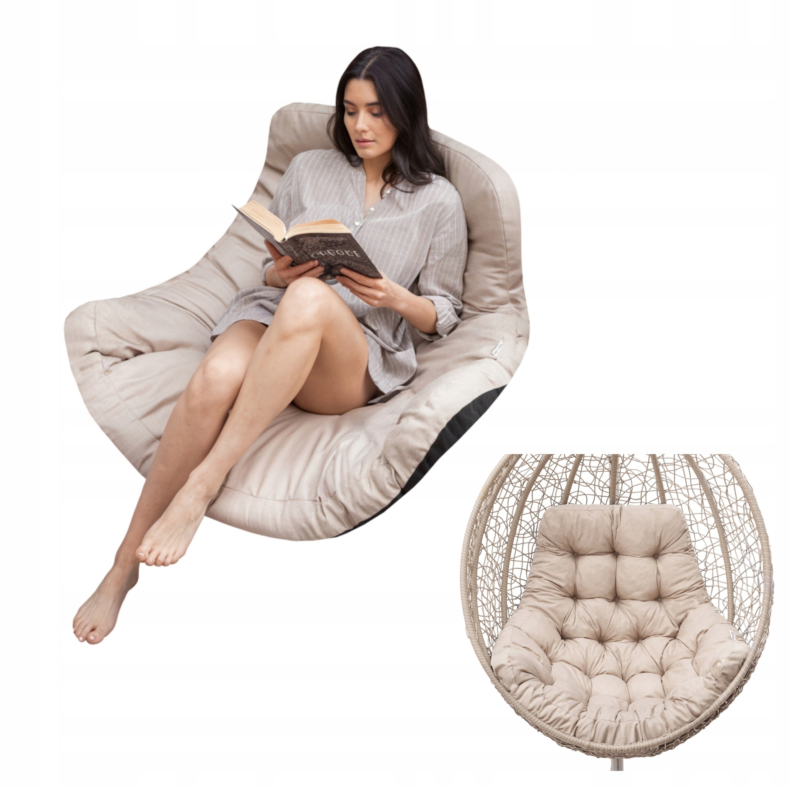 Vankúš na záhradnú hojdačku Vodotesný vankúš na kreslo Kokon 120 x 100 cm