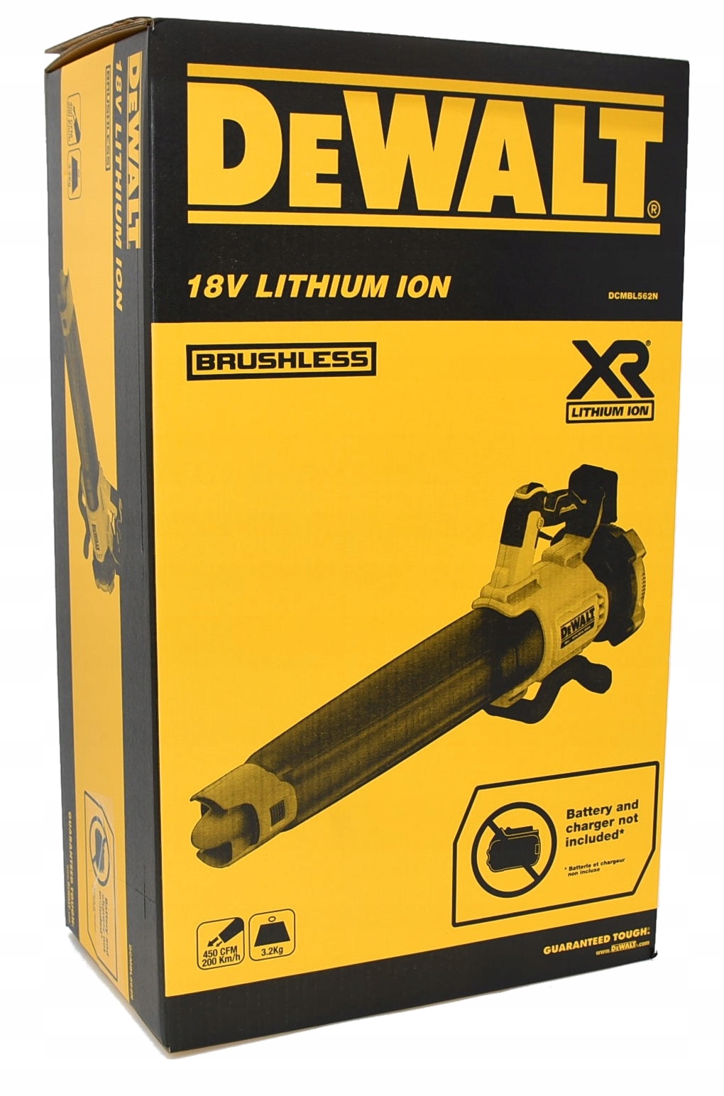 Dmuchawa na akumulator akumulatorowa 18V 200km/h DeWalt DCMBL562N Waga produktu z opakowaniem jednostkowym 3.7 kg