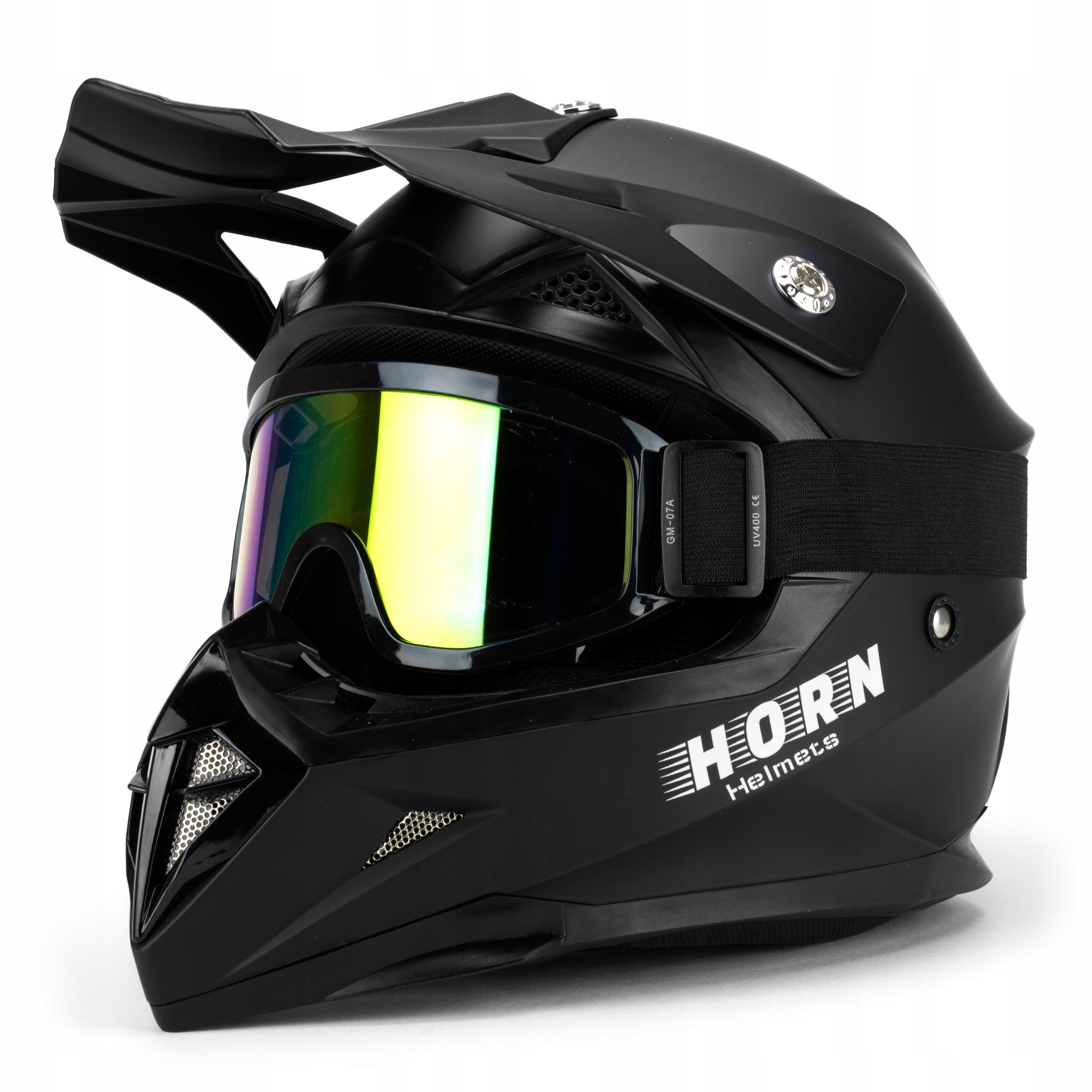 

Kask Motocyklowy Cross Horn Enduro Quad Gogle L
