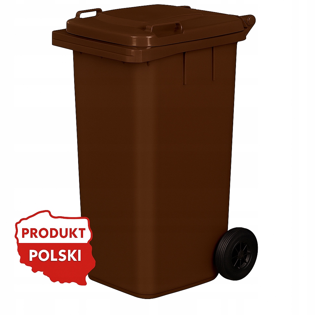 Pojemnik Kosz 120L Na Śmieci Odpady Brązowy Na Bio Segregacja