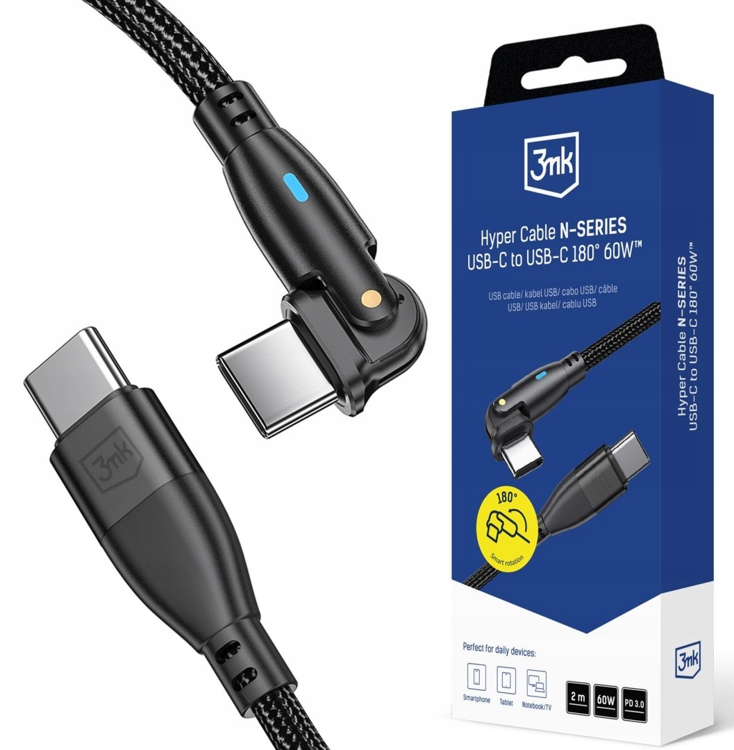 Kabel Usb 3mk Hyper Cable N-series Usb-c to Usb-c 180° 60W 20V/3A 2m