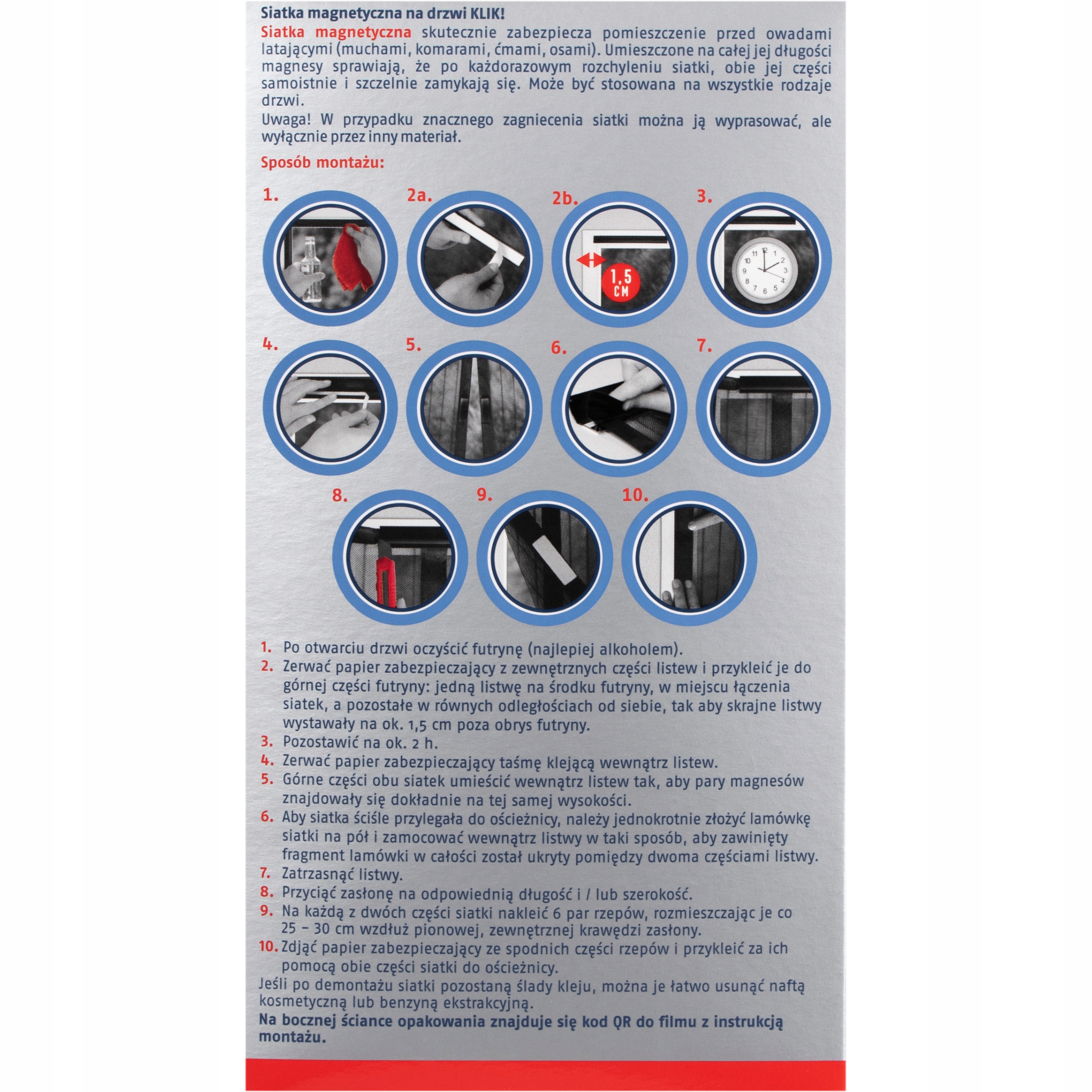 MOSKITIERA NA DRZWI BALKONOWE OKNO SIATKA RAMKA MAGNETYCZNA MOCNA 100x220cm Maks. szerokość 100 cm