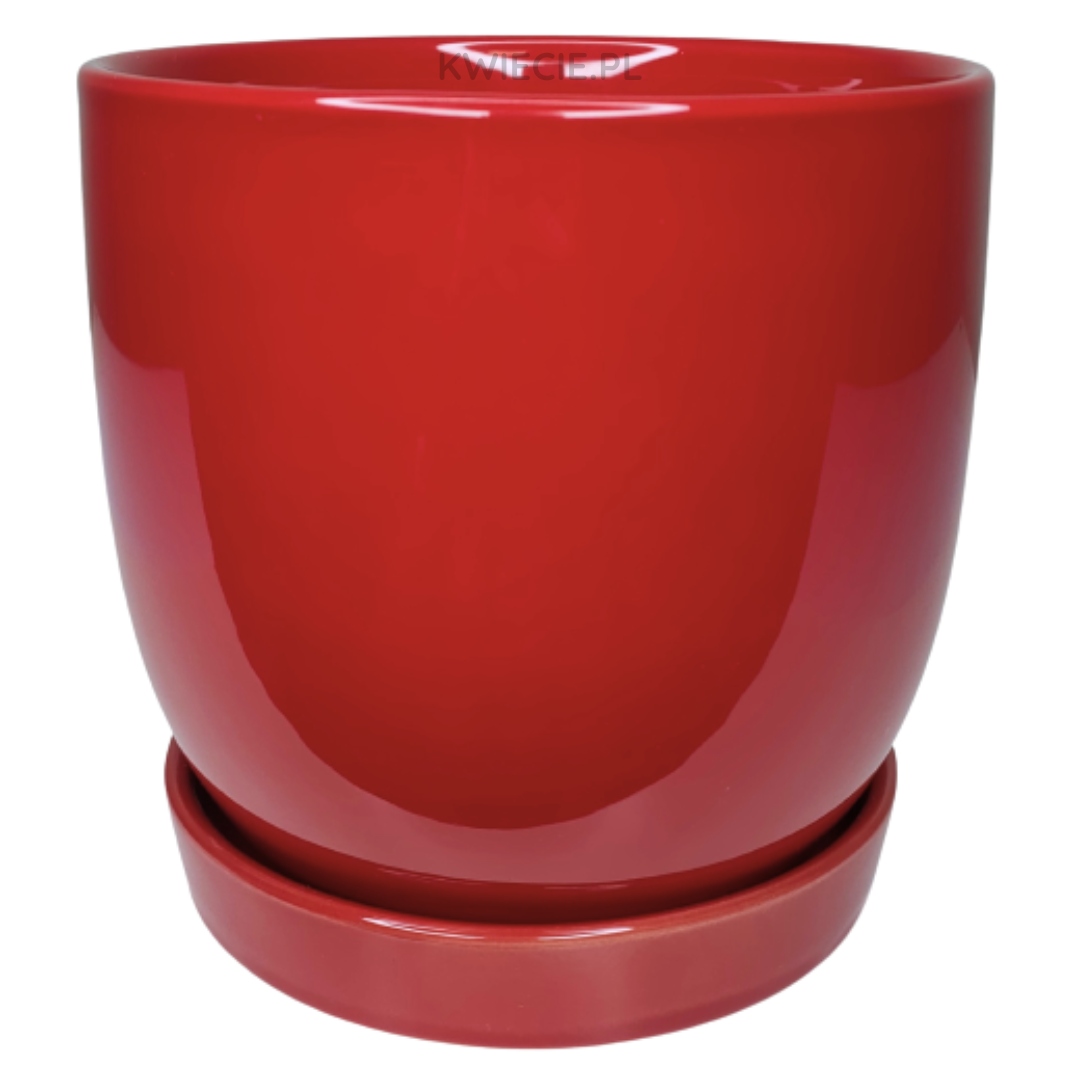 

Doniczka Ceramiczna z podstawką czerwona Ø 12 cm