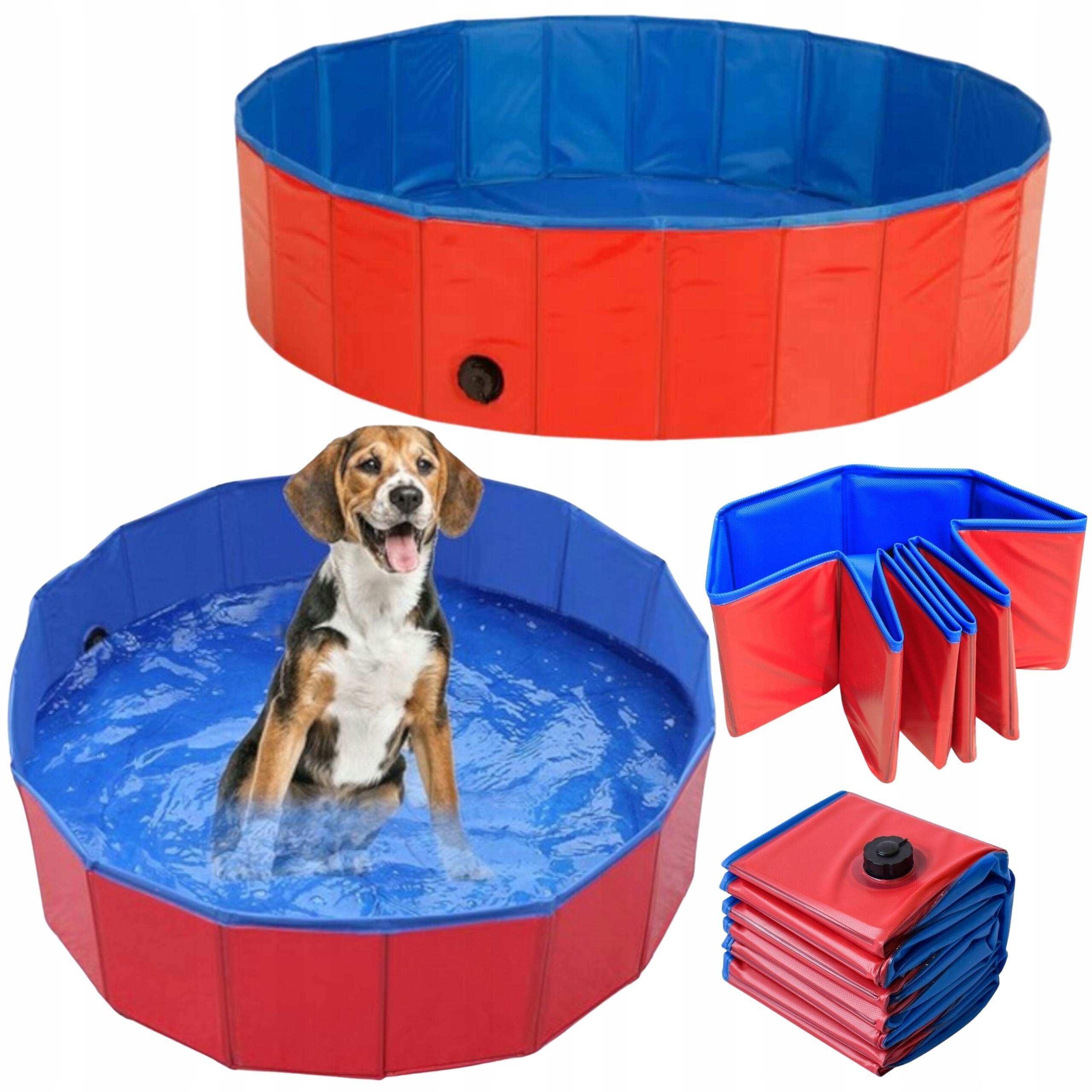 Levně Bazén Pro Psa Kočku Zvířat Skládací Na Léto 80 cm x 30 cm Červený Vysoký