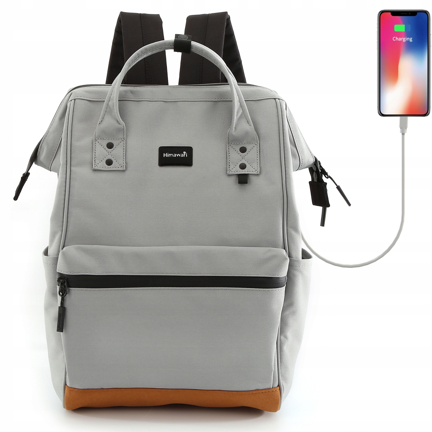 Plecak damski Himawari 124 na laptopa 15" z Usb wodoodporny #07 popielaty