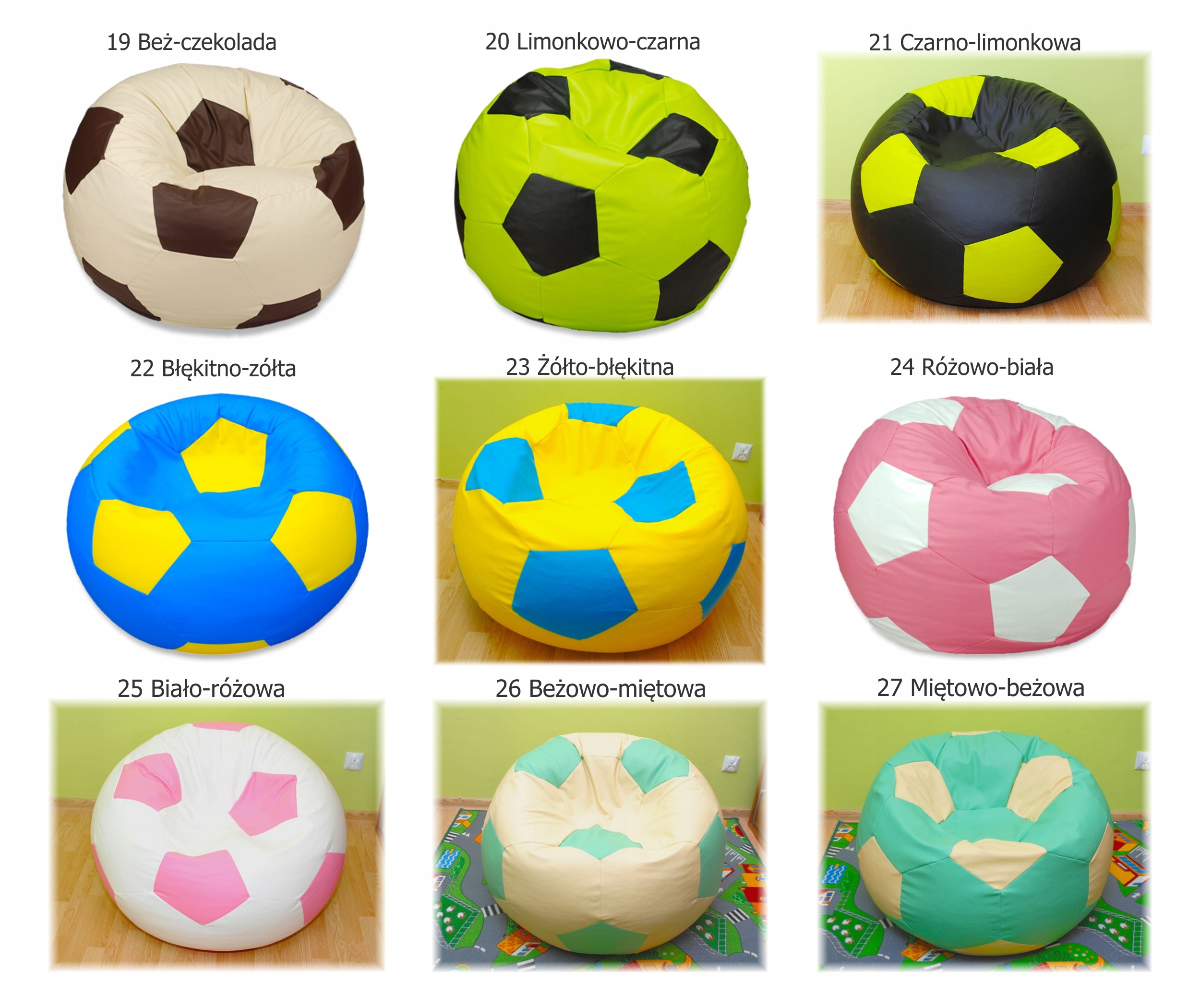 KOLOROWA PIŁKA PUFA XXL 100cm FOTEL WOREK Kolekcja Egato