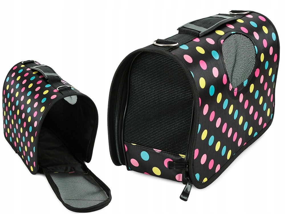 Levně Přepravka pro psa Przyjaciele černá M 16 cm x 37 cm 23 cm