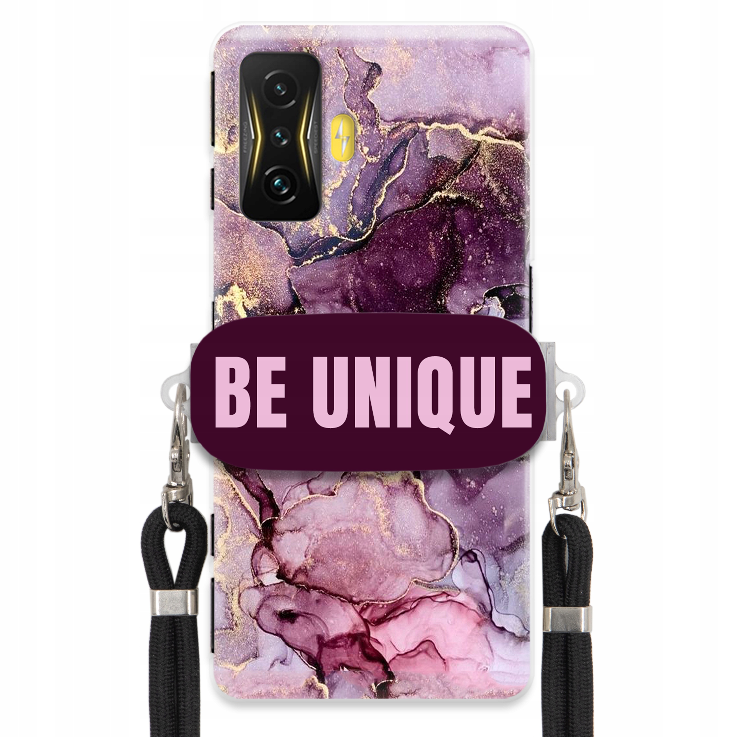 Pouzdro pro Xiaomi Poco F4 Gt Case úchytka pro šňůrku Černá Fialová Mramorová