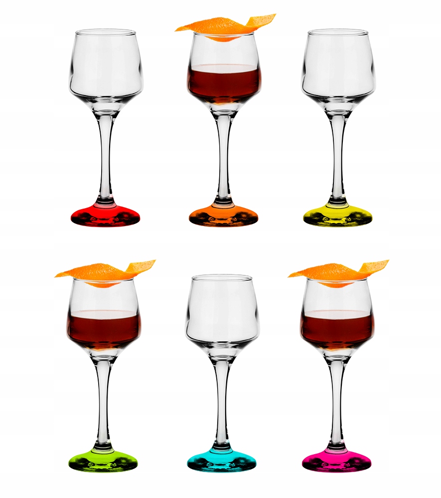 6x KIELISZKI DO NALEWEK, WÓDKI 75 ml, KOLOROWE