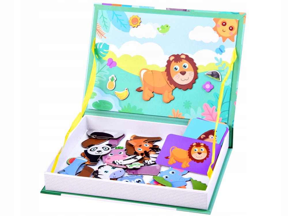UKŁADANKA MAGNETYCZNA, puzzle zwierzęta ZOO Materiał karton