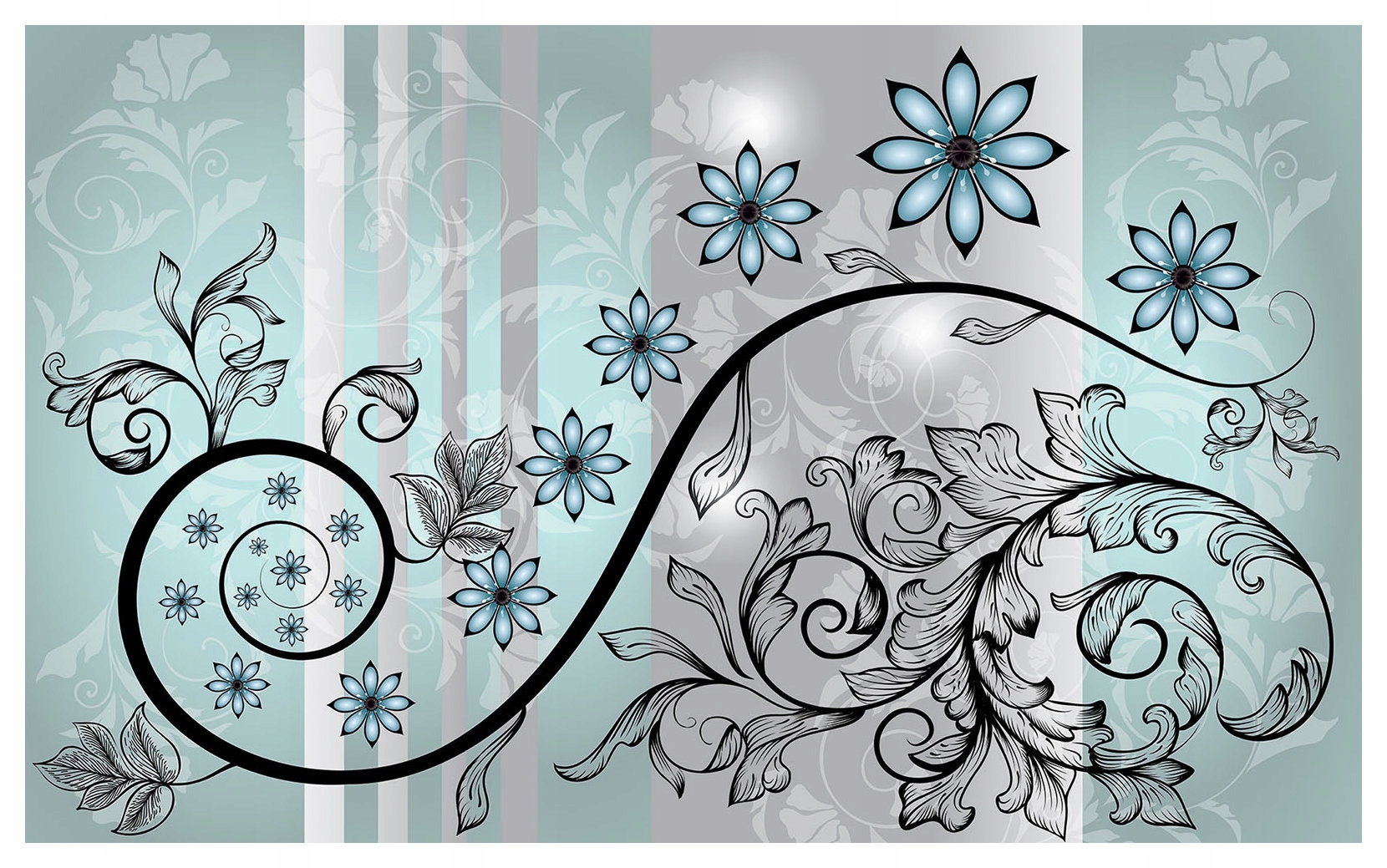 Tapeta Kvety Línia Abstrakcia šedo-modré pastely vinyl 254x184 lepidlo