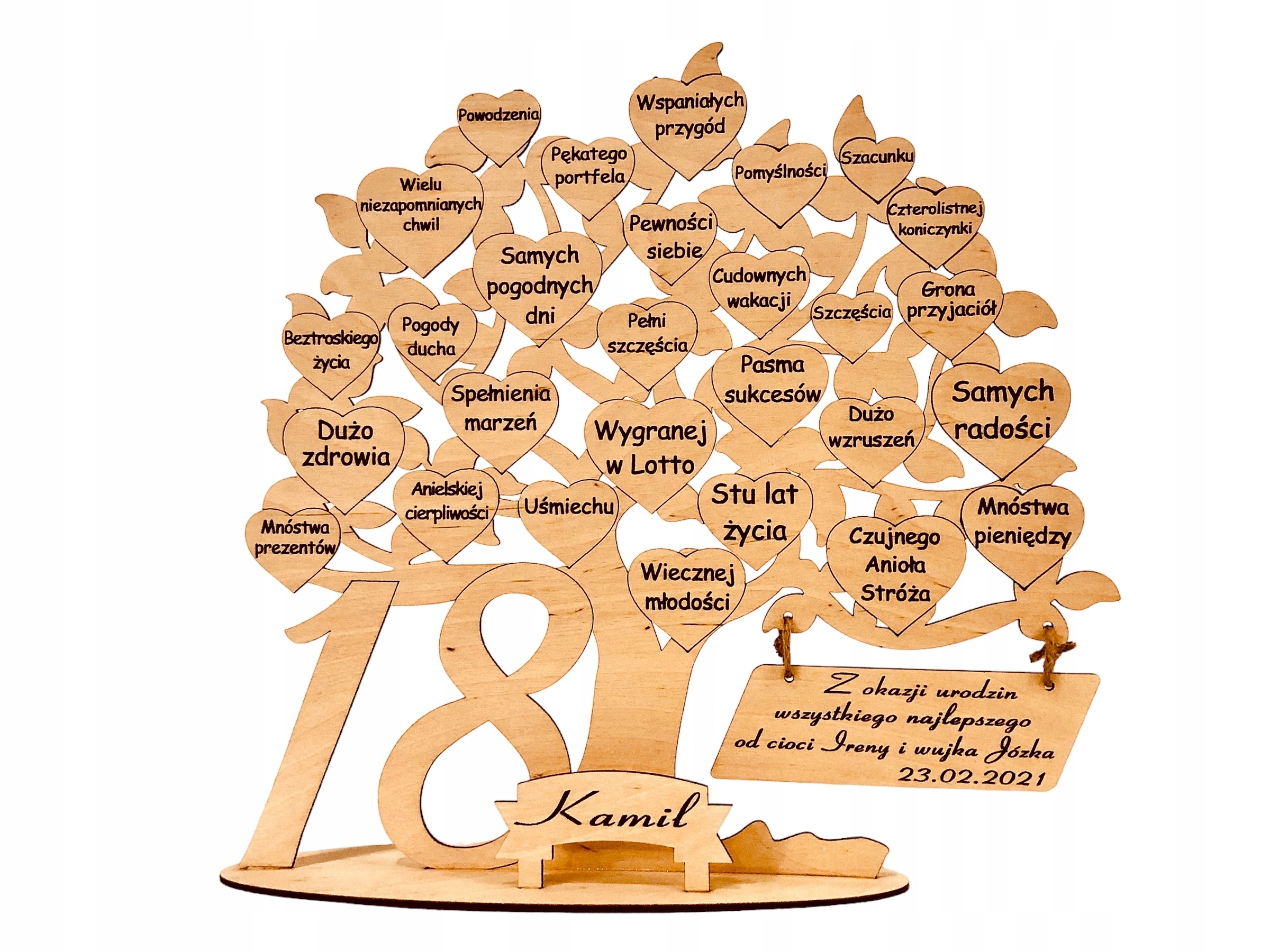 18-tka, osmnáctka stromek přání, gravírování