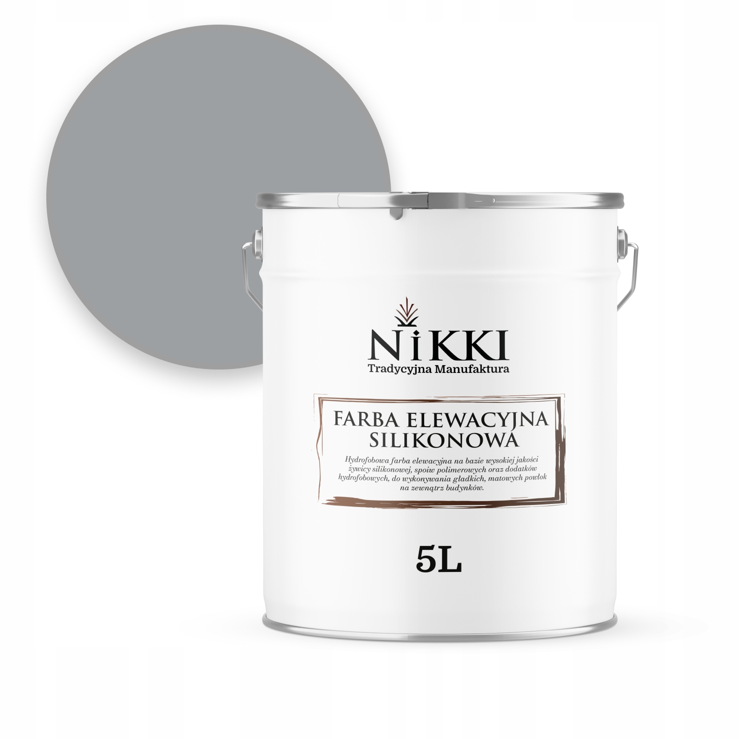 Fasádna Farba 5 L Sivá S Nízkou F243 Odolná Voči Zeleni