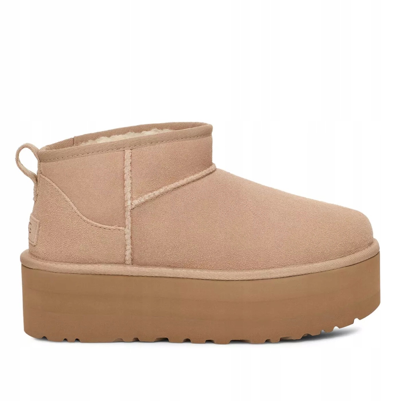Botki Damskie Ugg Classic Ultra Mini Platform Ocieplane Beżowe 37 Wsuwane