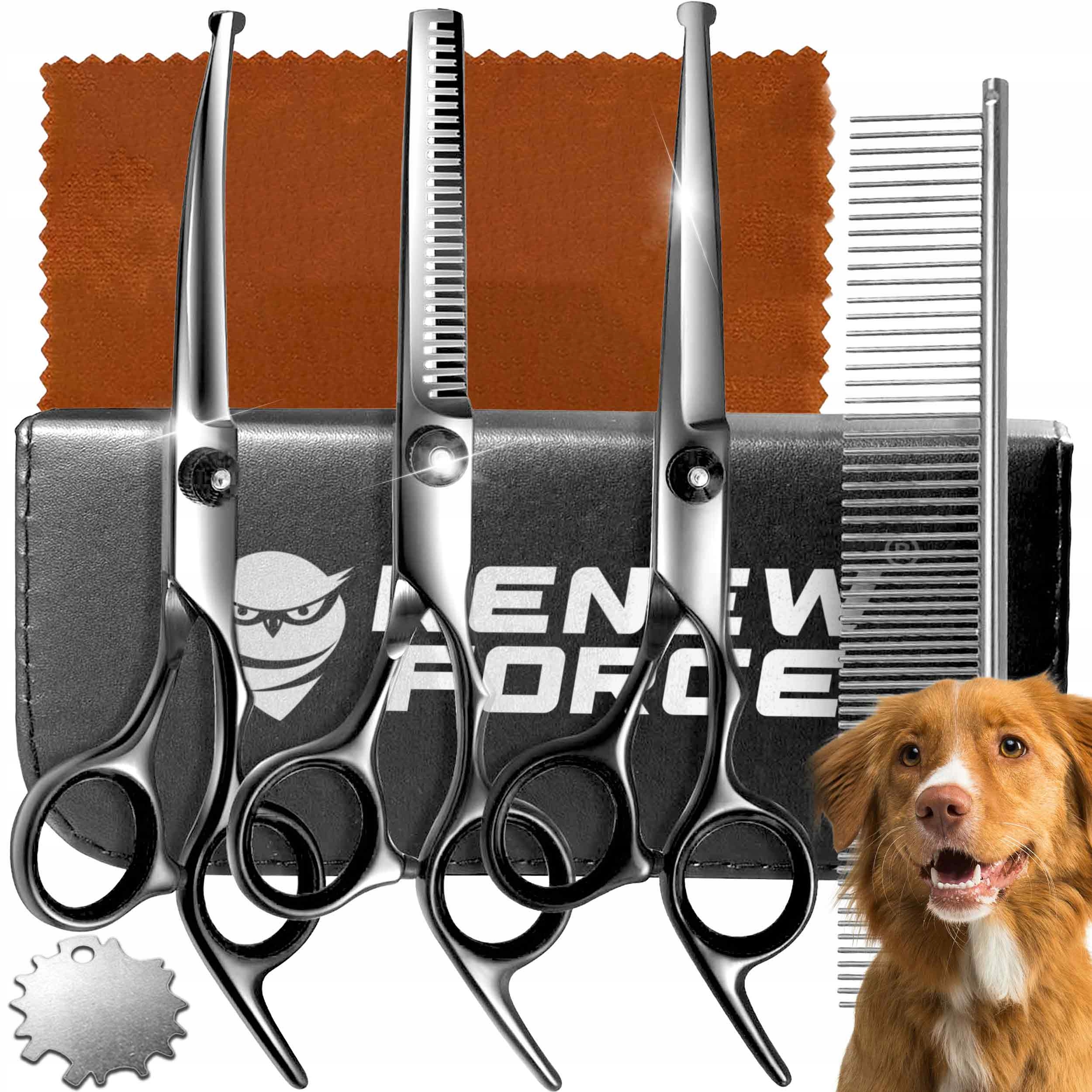 Levně Profesionální Groomerské nůžky na stříhání psů a koček Pouzdro Hřeben
