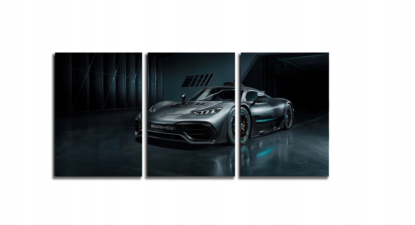 Nástěnný obraz sportovního vozu Mercedes, 3 ks triptych, dárek 40x90 cm