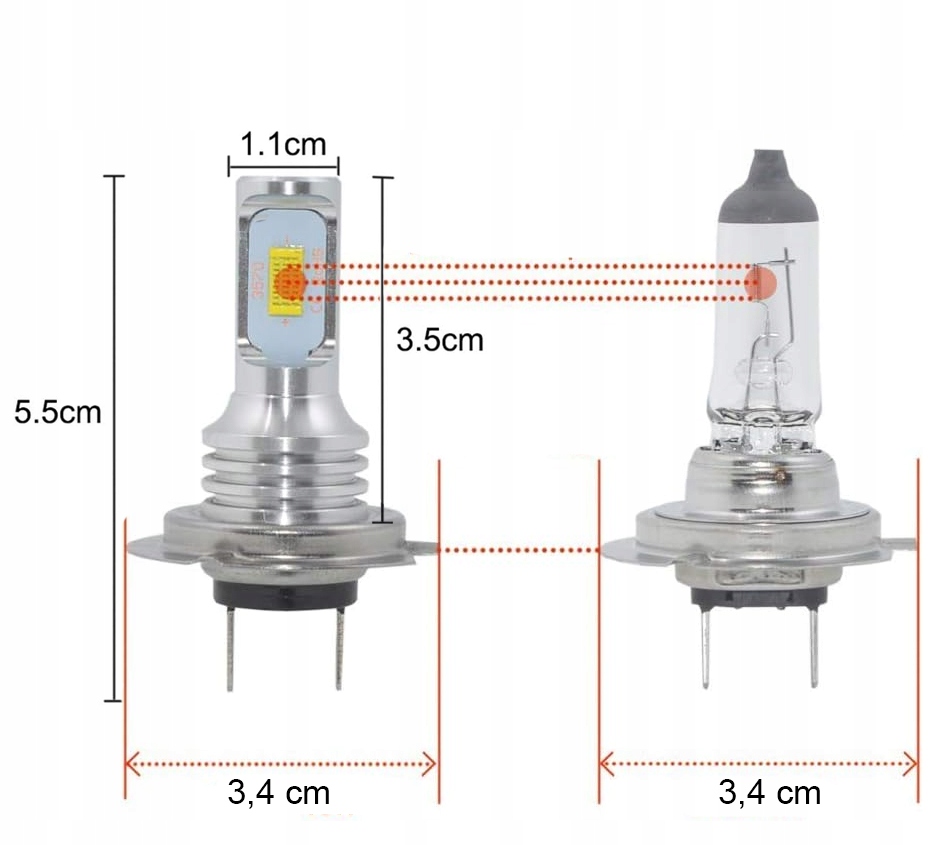 Żarówki LED H7 CSP 6000K 12V 24V MIJANIA DROGOWE MOTOCYKL SKUTER PASYWNE Rodzaj LED