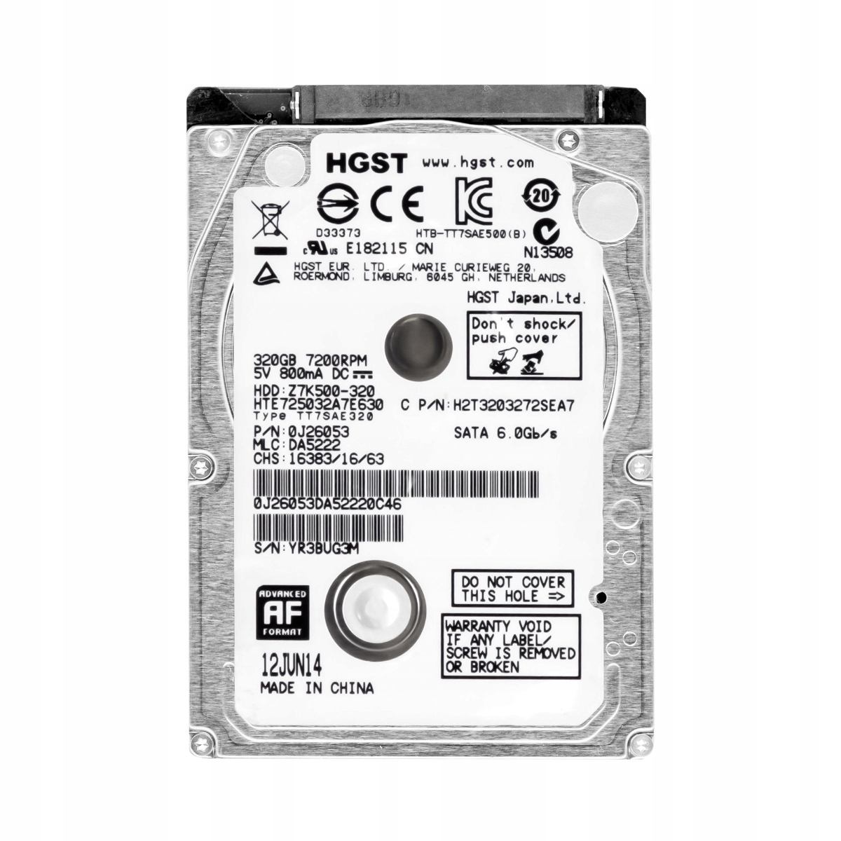Hgst TravelStar Z7K500 320GB 7.2K 32MB Sata III 2.5'' HTE725032A7E630