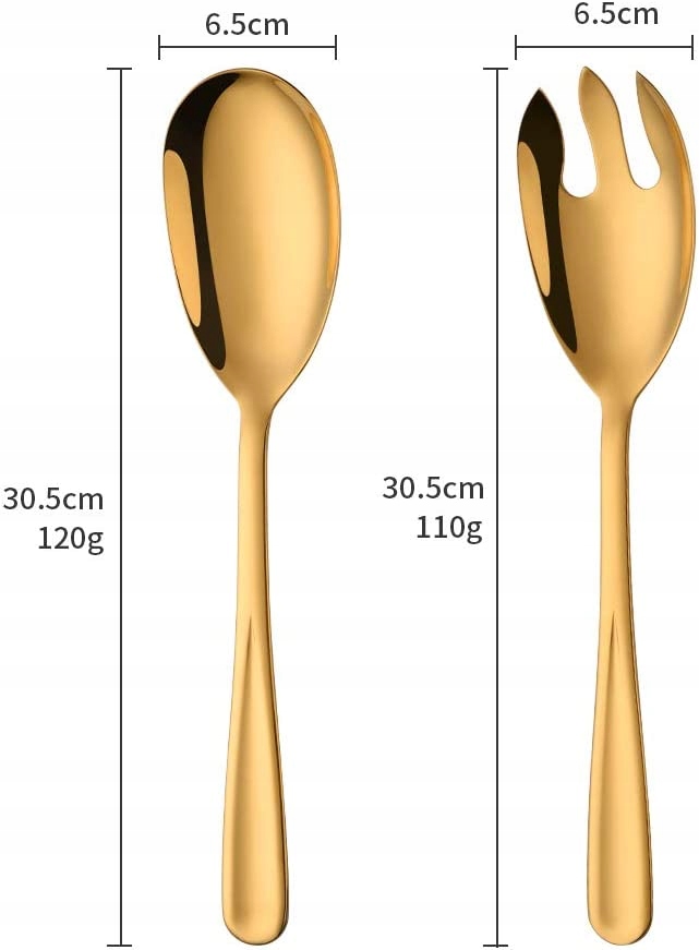 Złote łyżki do serwowania sałatkowe JAKOŚĆ DŁUGIE 30 cm EAN (GTIN) 6097117013010