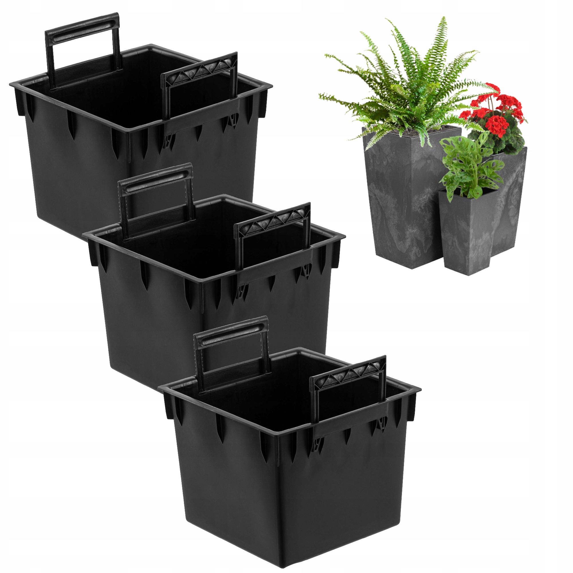 Vnitřní vložka do květináč, sada 3 ks, 44 l, s úchyty pro květináče Prosperplast, výška 75 cm