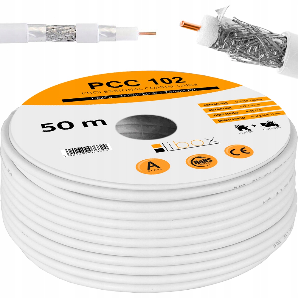 

Kabel Przewód Koncentryczny Antenowy PCC102 Cu 50M