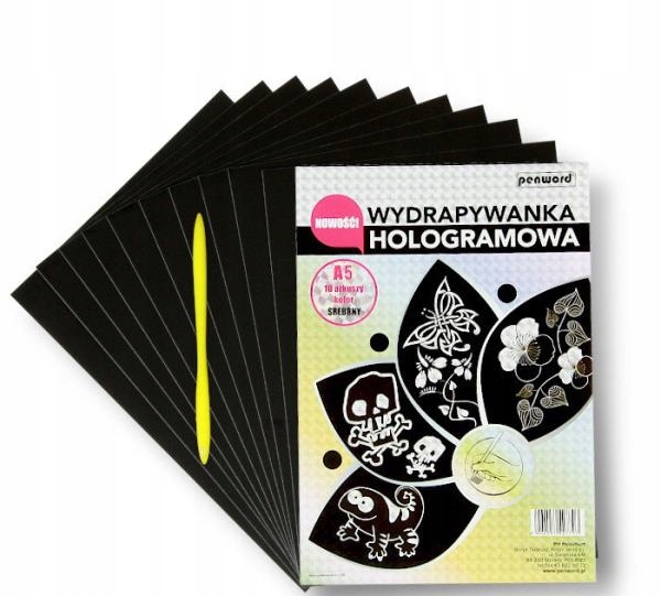 wydrapywanka hologramowa A5 SREBRNA a'10 + rylec — 4