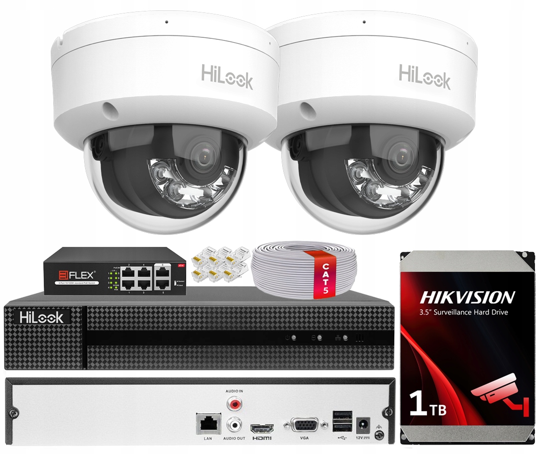 Ip monitorovací sada 2 kamery 6Mpx HiLook Venkovní pro dům obchodu Apka