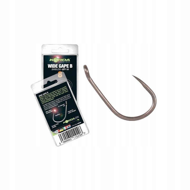 Korda Haki Wide Gape Barbless Roz. 4 10 szt.