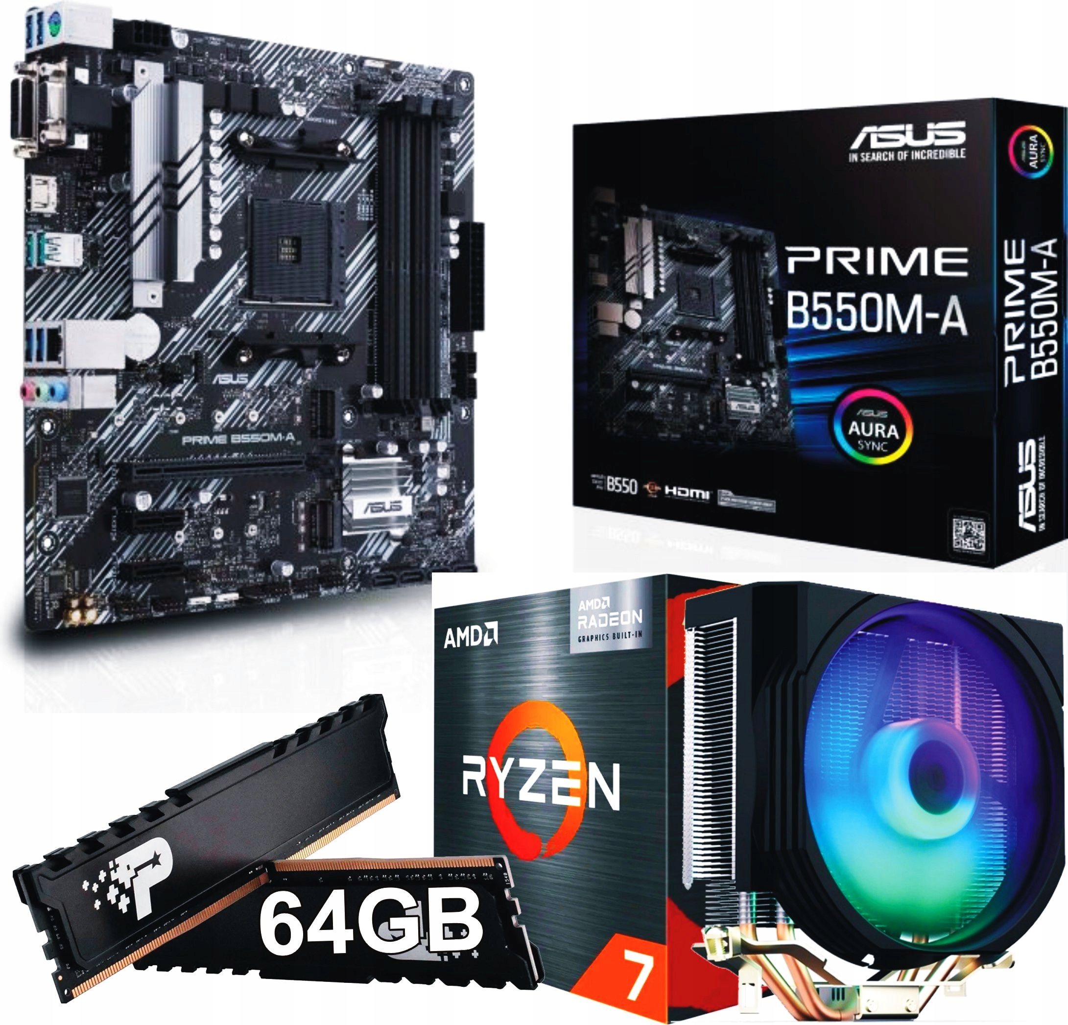 Sada Procesor Ryzen 7 5700X AM4 doska 64 Gb DDR4 Endorfy Spartan Argb