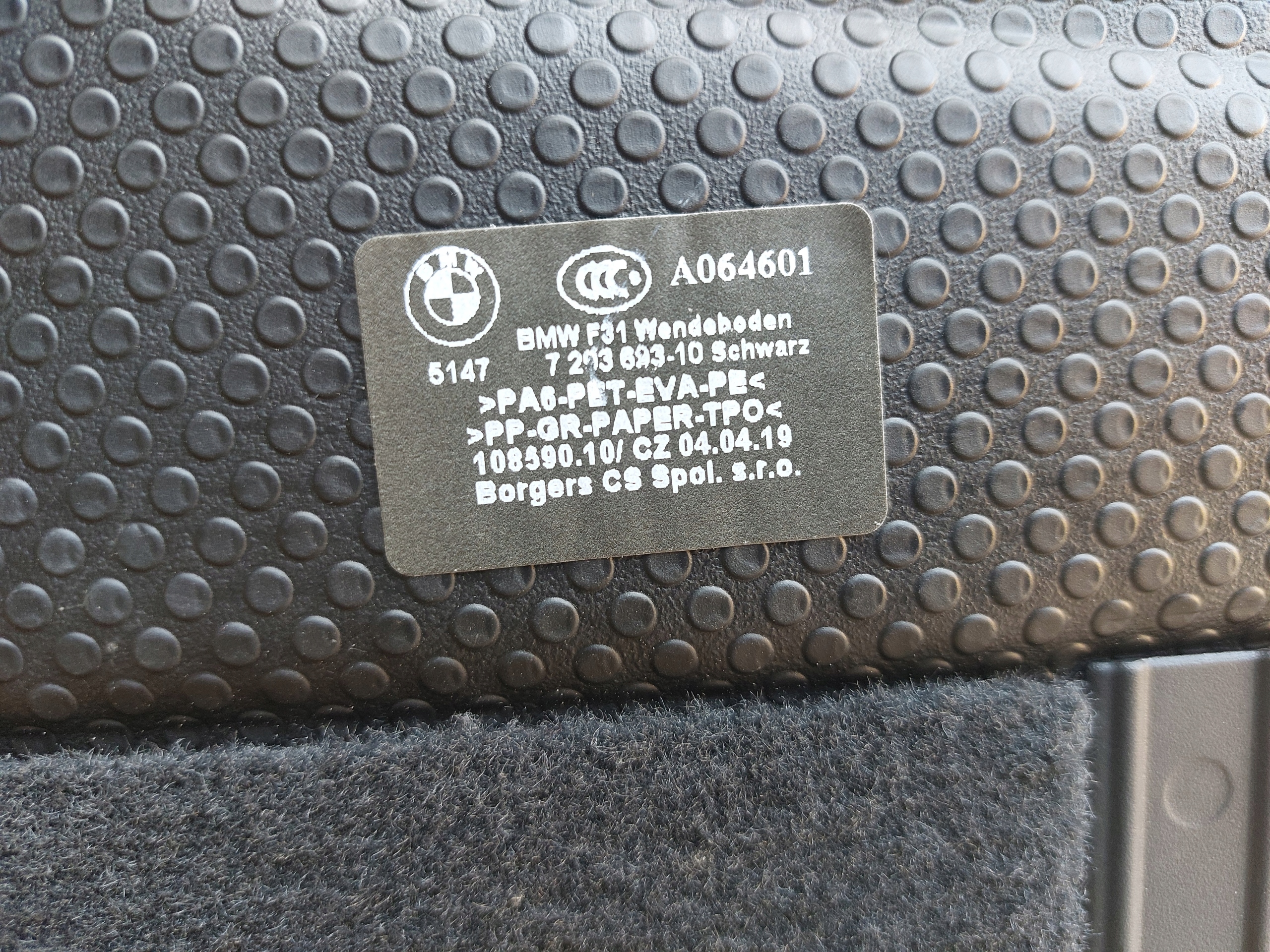 BMW F31 floor mats boot 7293693