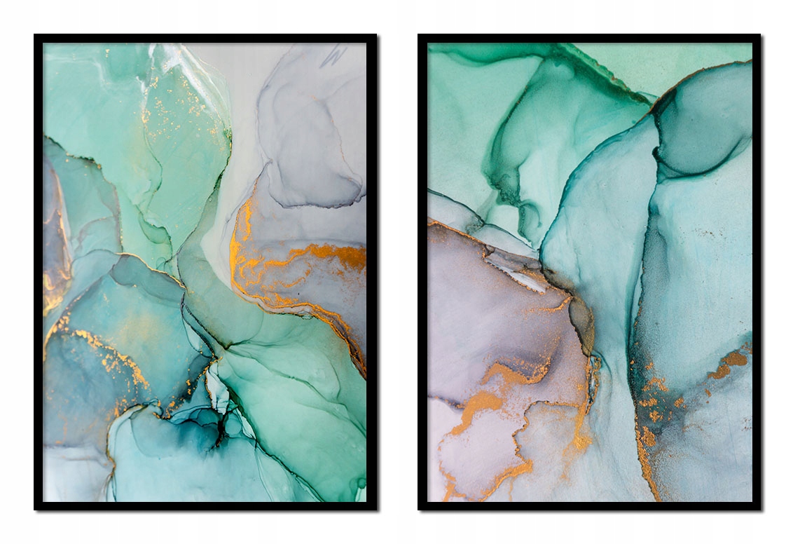 Obraz Plakáty V Rámu 53x73 cm Diptych Sada 2 obrazů Barevný mramor P2026