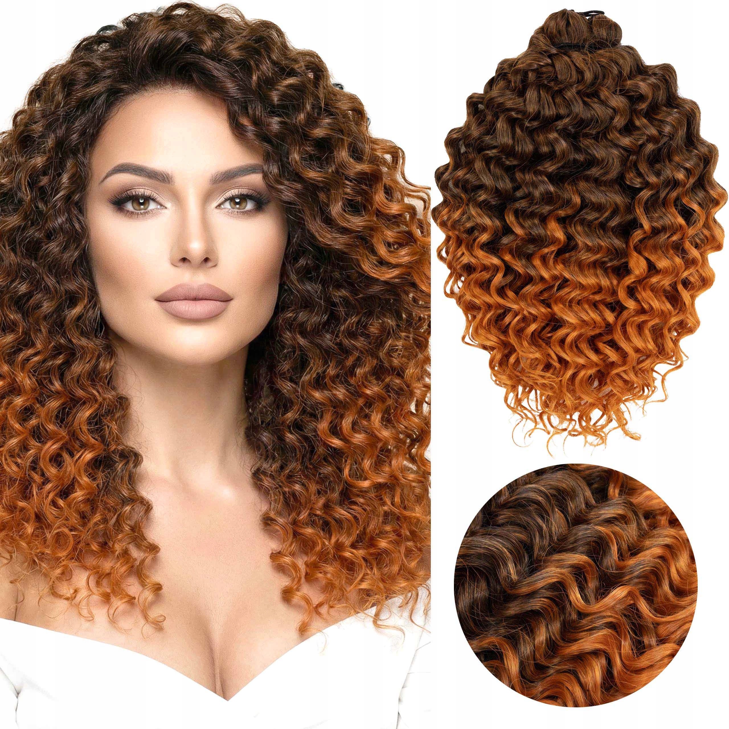 Włosy syntetyczne sztuczne fale loki Afroloki Fiji Pro 30cm 200g rude ombre