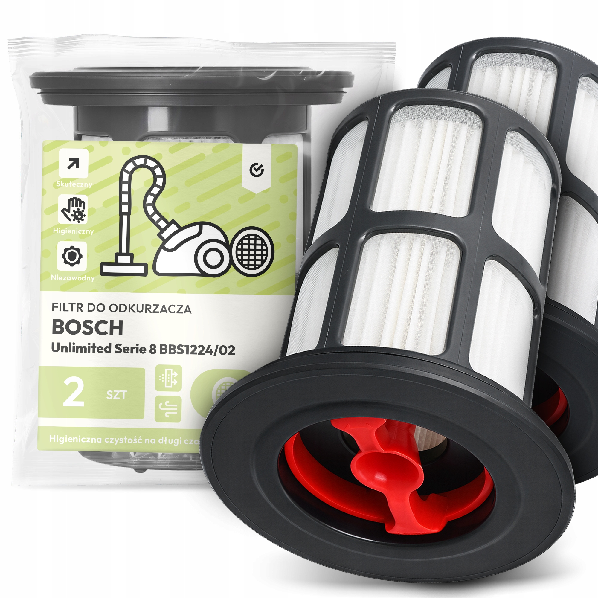 2x Filtr Pro Vysavač Bosch Unlimited Serie 8 BBS1224/02 Hepa Filtry Em-w