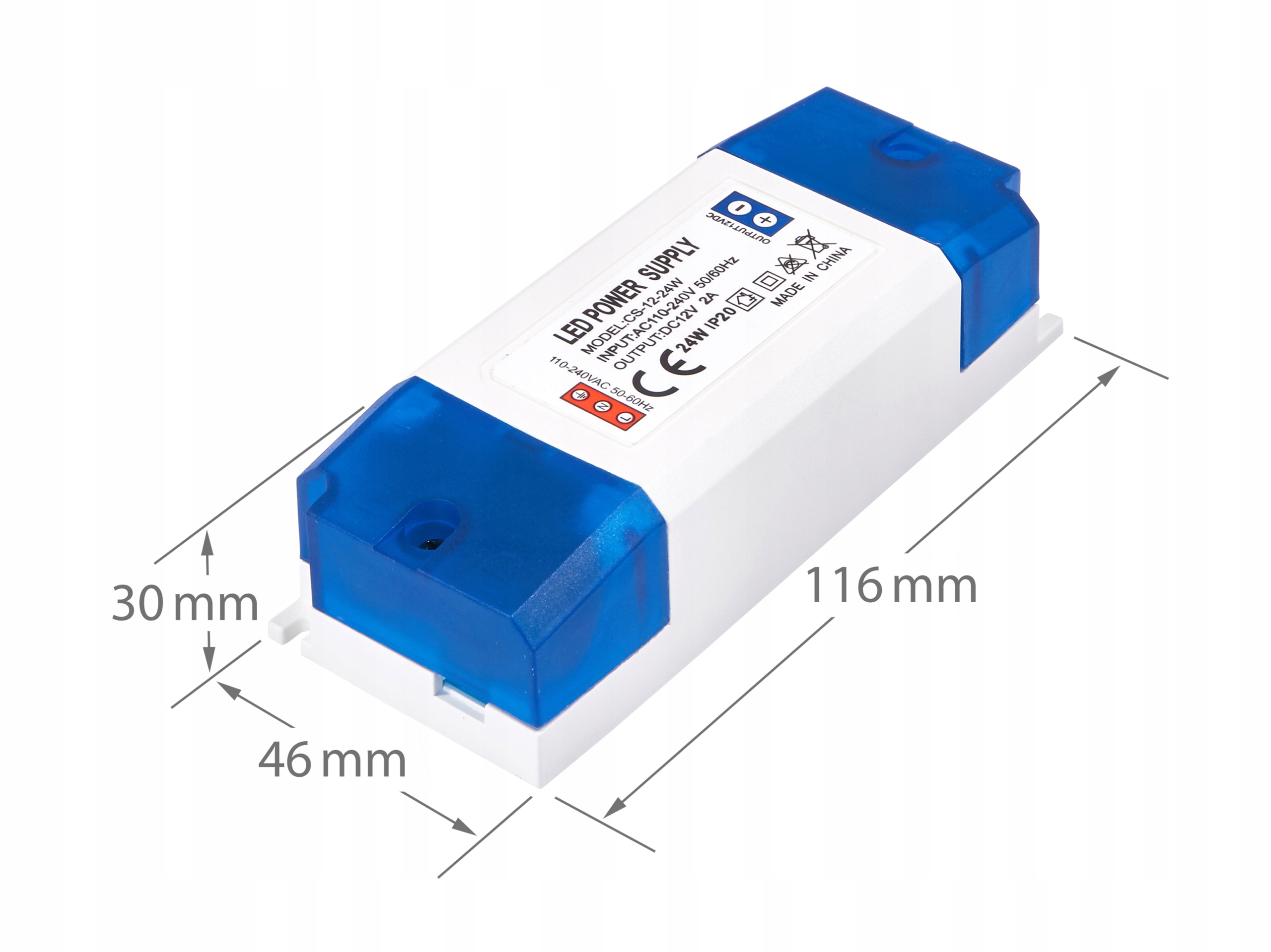 ZASILACZ LED 24V MEBLOWY 1A 24W DO TAŚMA TAŚMY LED Transformator Moc znamionowa wyjściowa 24 W