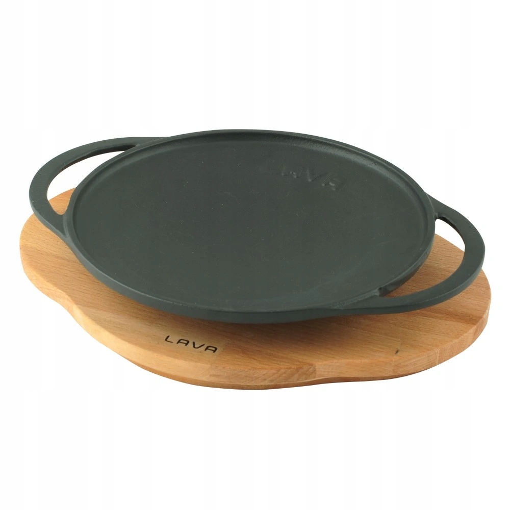 Liatinová panvica "wok" 20cm s dreveným podstavcom